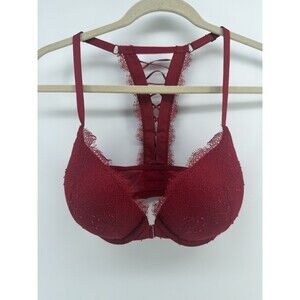 Victoria's Secret Very Sexy Push-Up Bra Color Red 32DDD lace lacy 32f